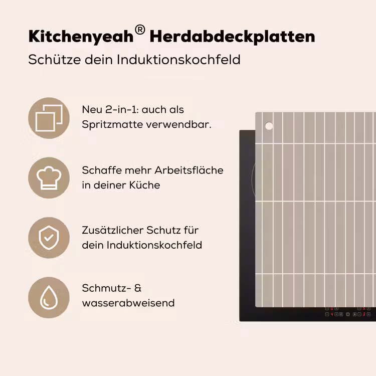 Verticaal - Wandtegel - Licht Beige Inductie beschemer met haakjes klein 777 -ky-usp-de