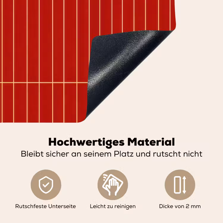 Verticaal - Wandtegel - Helderrood Inductie beschemer met haakjes klein 777 -ky-onderkant-de