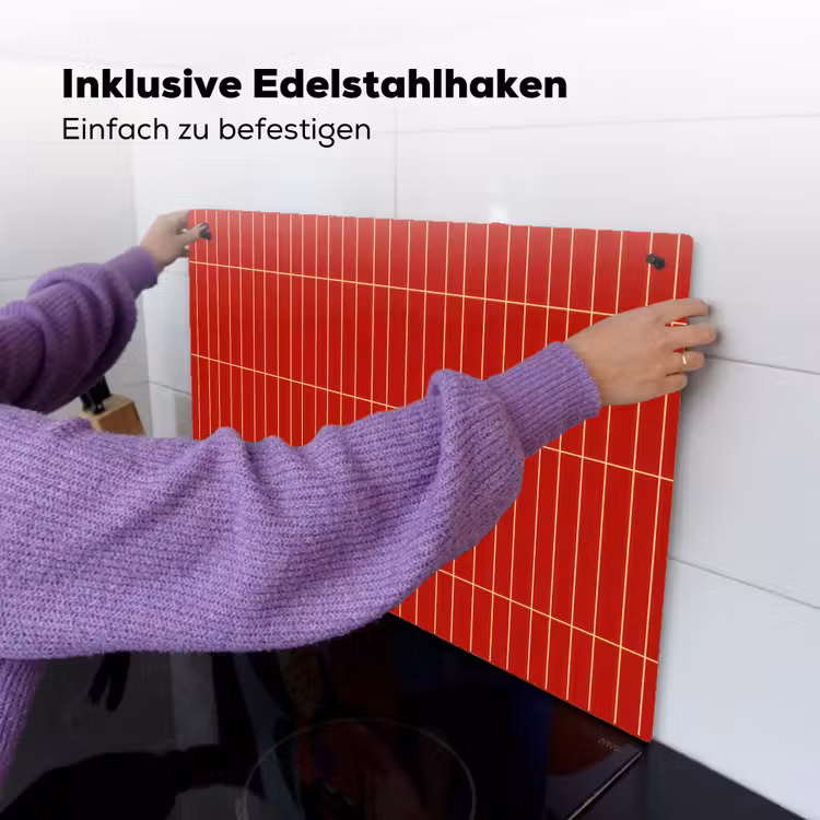 Verticaal - Wandtegel - Helderrood Inductie beschemer met haakjes klein 777 -ky-ophangen-de