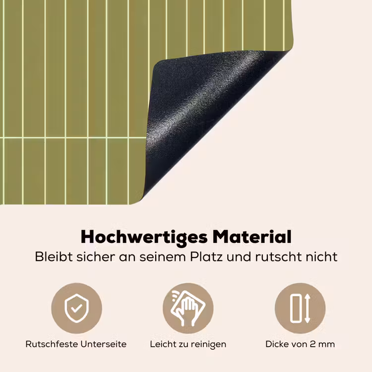 Verticaal - Wandtegel - Olijfgroen Inductie beschemer met haakjes klein 777 -ky-onderkant-de
