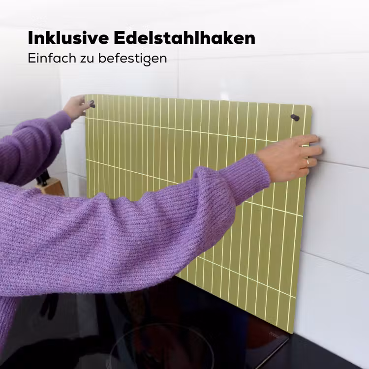 Verticaal - Wandtegel - Olijfgroen Inductie beschemer met haakjes klein 777 -ky-ophangen-de