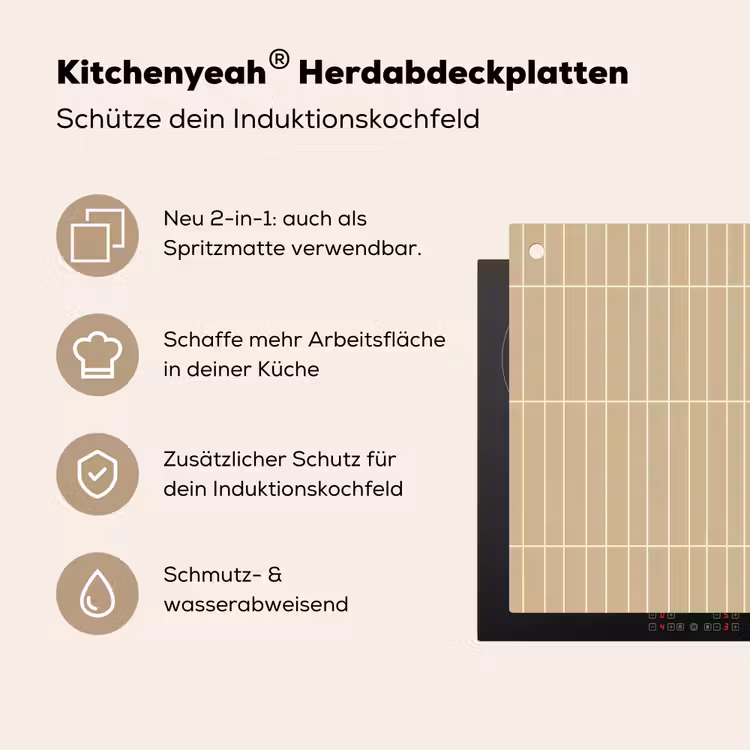 Verticaal - Wandtegel - Zand - Beige Inductie beschemer met haakjes klein 777 -ky-usp-de