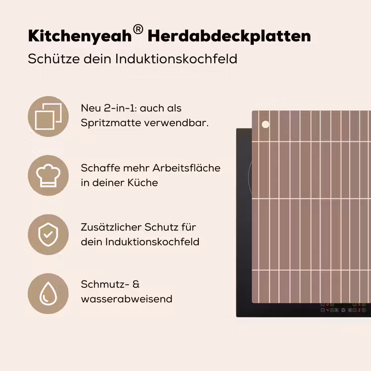Verticaal - Wandtegel - Terracotta Inductie beschemer met haakjes klein 777 -ky-usp-de