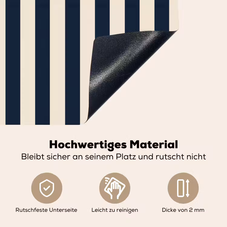 Verticale strepen - Blauw - Crème Inductie beschemer met haakjes klein 777 -ky-onderkant-de