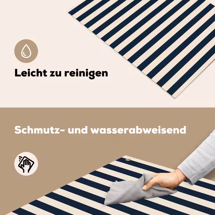 Verticale strepen - Blauw - Crème Inductie beschemer met haakjes klein 777 -ky-schoon-de