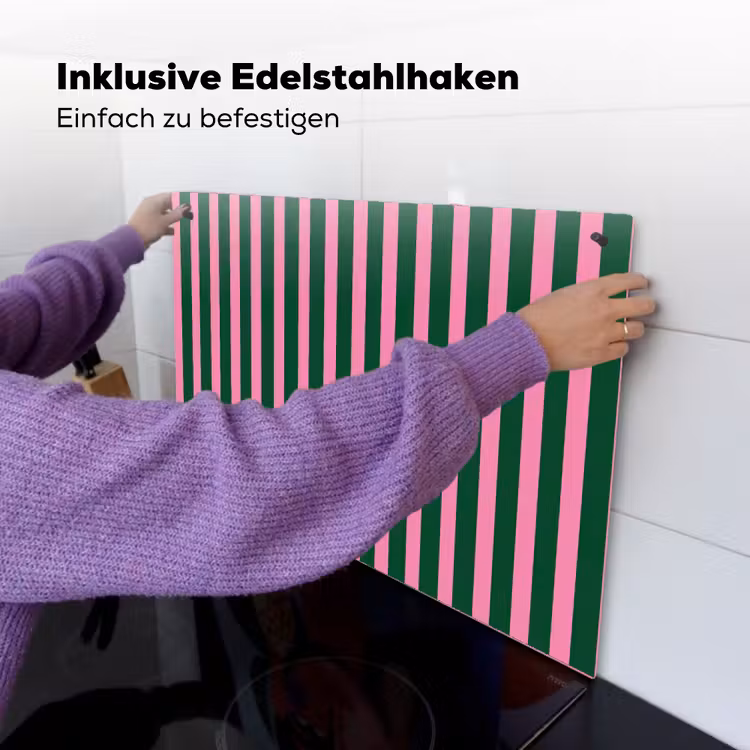 Verticale strepen - Groen - Roze Inductie beschemer met haakjes klein 777 -ky-ophangen-de