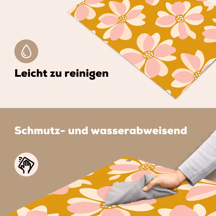 Vintage - Bloemen - Okergeel Inductie beschemer met haakjes klein 777 -ky-schoon-de