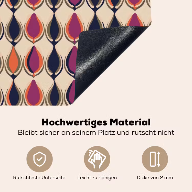 Vintage - Retro - Kleurrijk Inductie beschemer met haakjes klein 777 -ky-onderkant-de