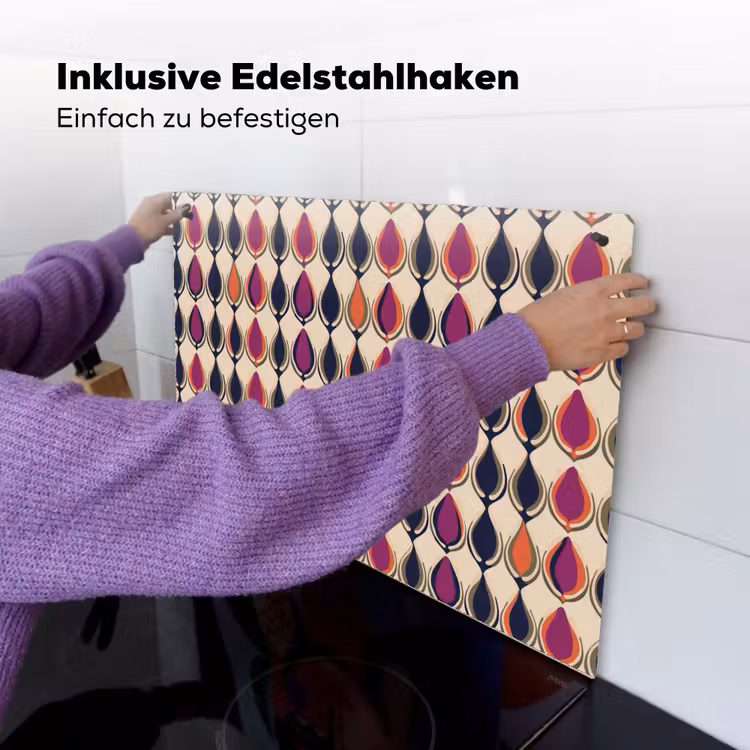 Vintage - Retro - Kleurrijk Inductie beschemer met haakjes klein 777 -ky-ophangen-de