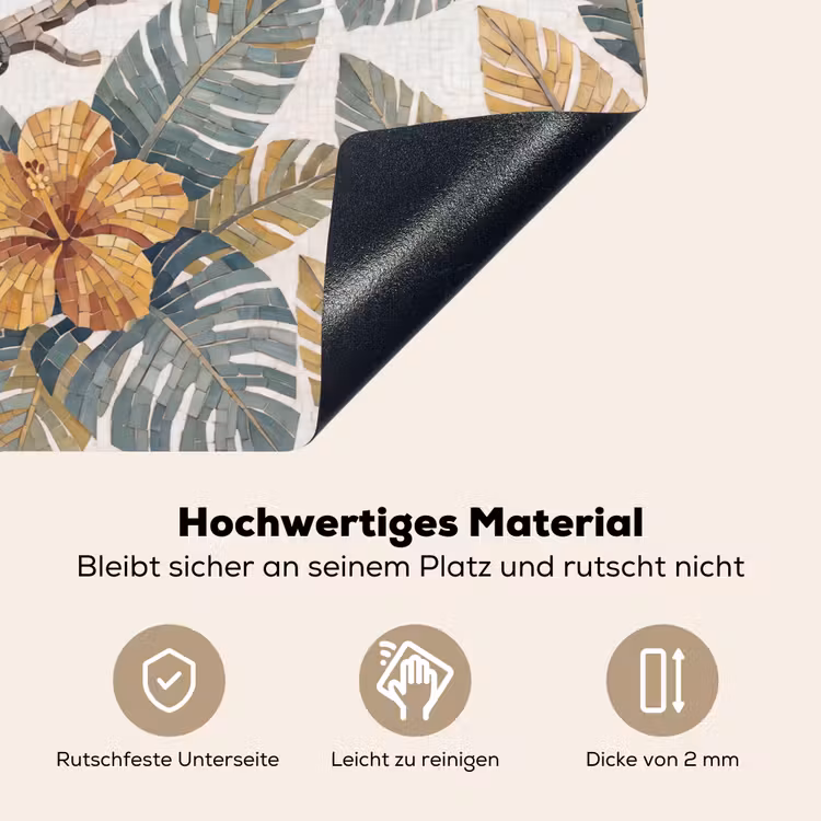 Vogel - Tak - Natuur - Mozaïek - Blauw Inductie beschemer met haakjes klein -ky-onderkant-de
