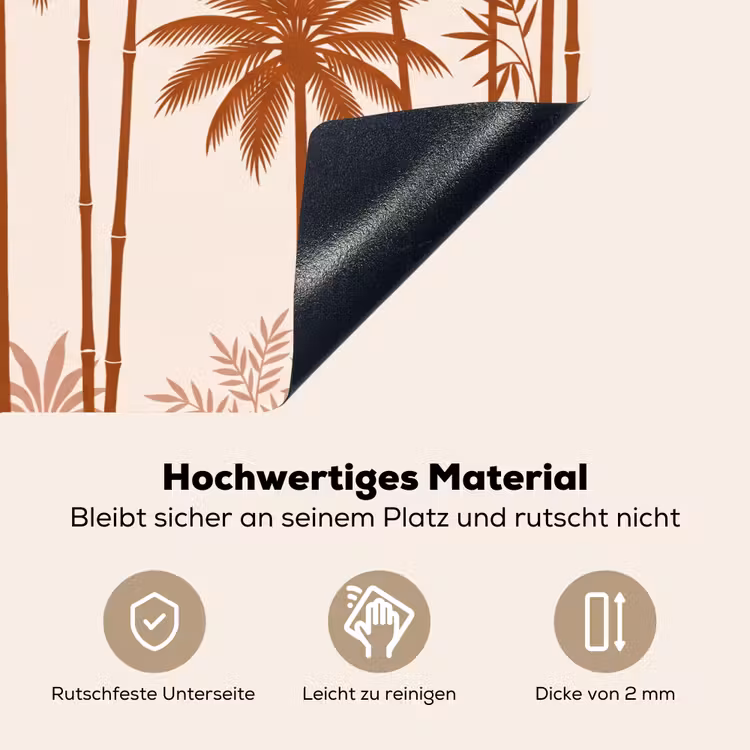 Vogel - Boom - Tropisch - Minimalistisch - Bruin Inductie beschemer met haakjes klein -ky-onderkant-de