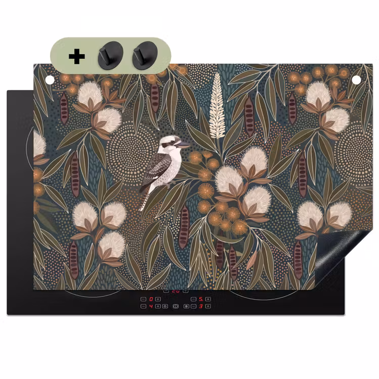 Vogel - Bladeren - Natuur - Illustratie - Groen Inductie beschemer met haakjes klein -3d