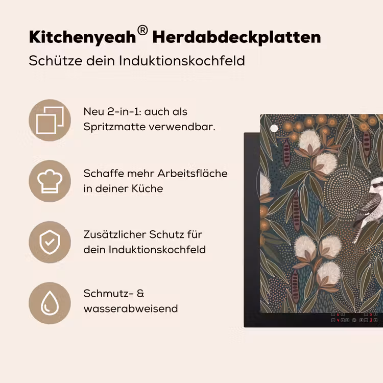 Vogel - Bladeren - Natuur - Illustratie - Groen Inductie beschemer met haakjes klein -ky-usp-de
