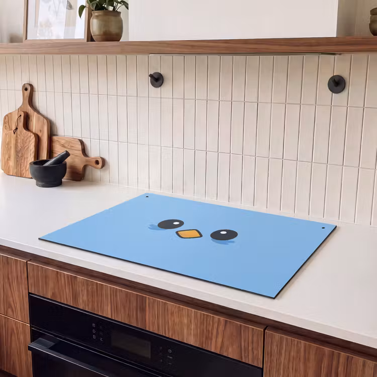 2-in-1 Herdabdeckplatte & Spritzschutz - Vogel - Blau - Einfach - Vogel - Blauw - Eenvoudig Inductie beschemer met haakjes klein