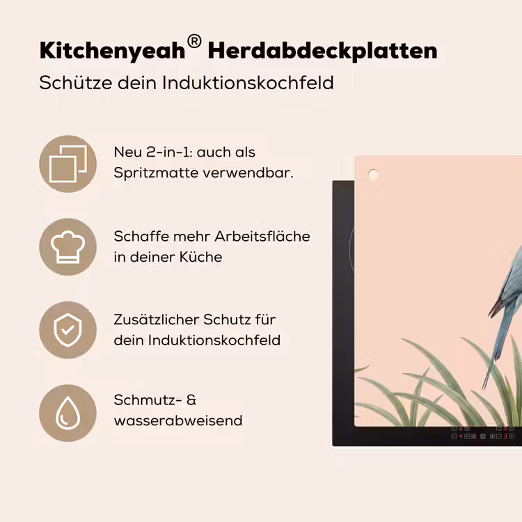 Vogel - Bloem - Natuur - Roze Inductie beschemer met haakjes klein -ky-usp-de