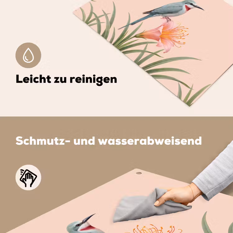 Vogel - Bloem - Natuur - Roze Inductie beschemer met haakjes klein -ky-schoon-de