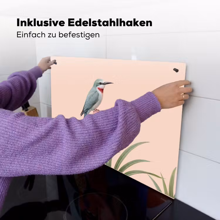Vogel - Bloem - Natuur - Roze Inductie beschemer met haakjes klein -ky-ophangen-de