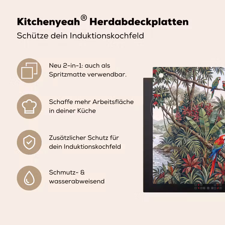 Vogel - Jungle - Natuur - Mozaïek - Groen Inductie beschemer met haakjes klein -ky-usp-de