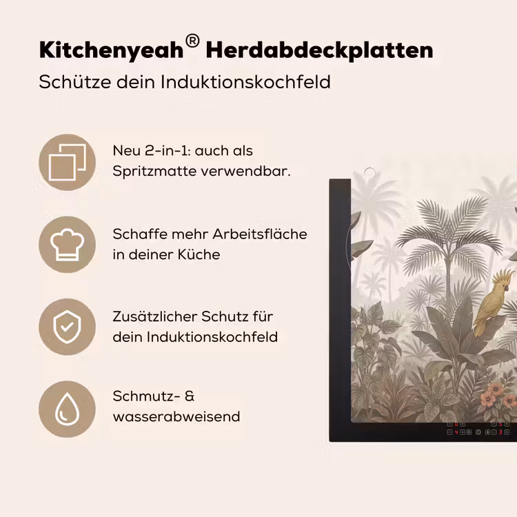 Vogel - Jungle - Tropisch - Illustratie - Groen Inductie beschemer met haakjes klein -ky-usp-de