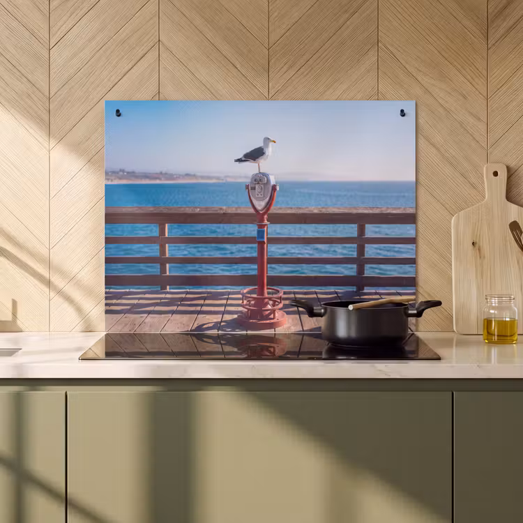 Vogel - Verrekijker - Kust - Zee - Blauw Inductie beschemer met haakjes klein -sfeer2