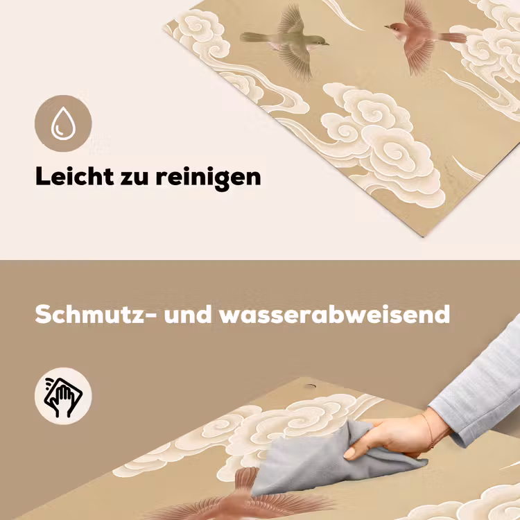 Vogels - Vliegen - Beige Inductie beschemer met haakjes klein -ky-schoon-de
