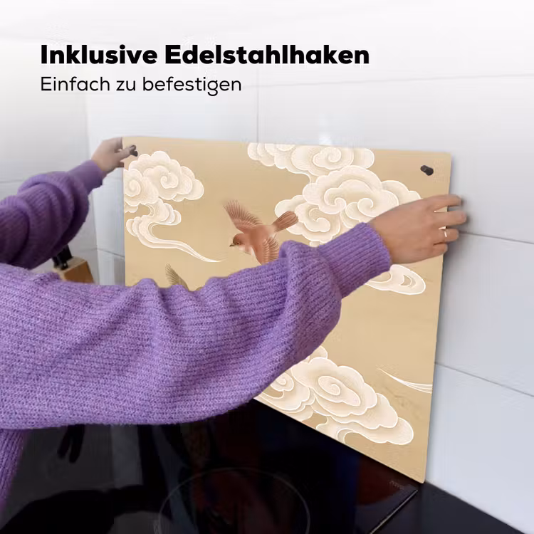 Vogels - Vliegen - Beige Inductie beschemer met haakjes klein -ky-ophangen-de