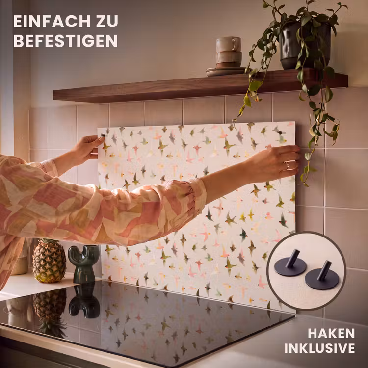 2-in-1 Herdabdeckplatte & Spritzschutz - Vögel - Fliegen - Bunt - Vogels - Vliegen - Kleurrijk Inductie beschemer met haakjes klein 777