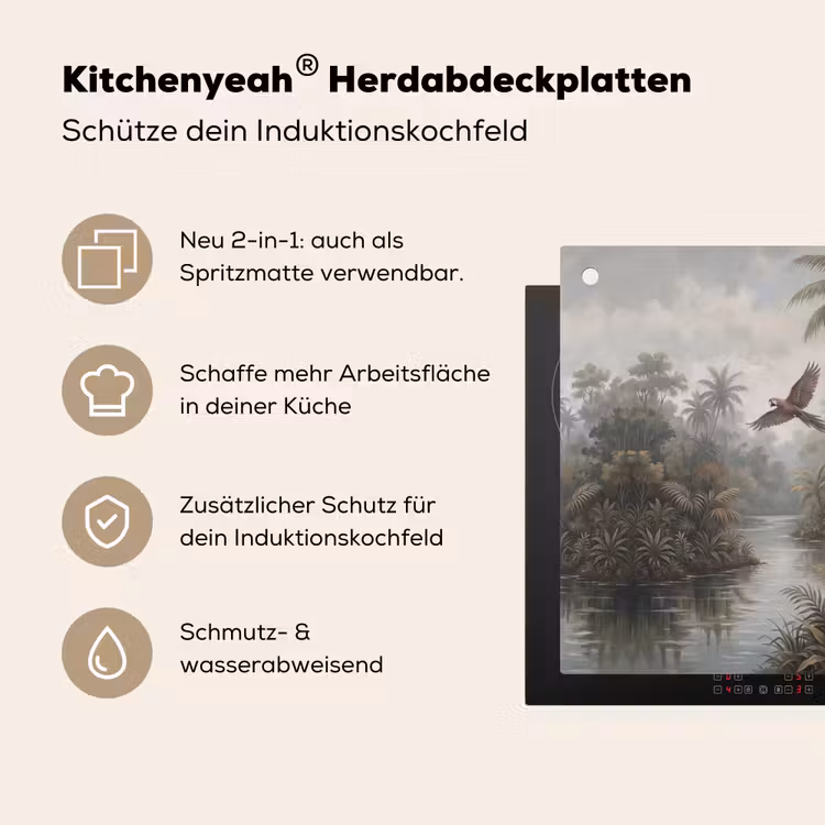 Vogel - Vliegend - Tropisch - Landschap - Klassiek Inductie beschemer met haakjes klein -ky-usp-de