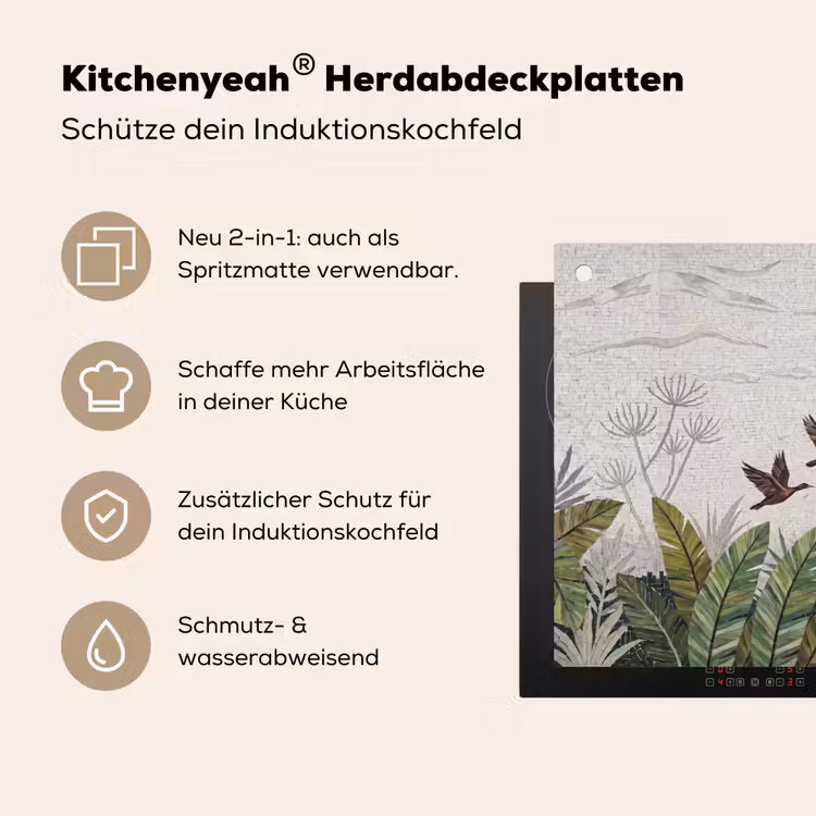 Vogel - Vliegend - Tropisch - Mozaïek - Groen Inductie beschemer met haakjes klein -ky-usp-de