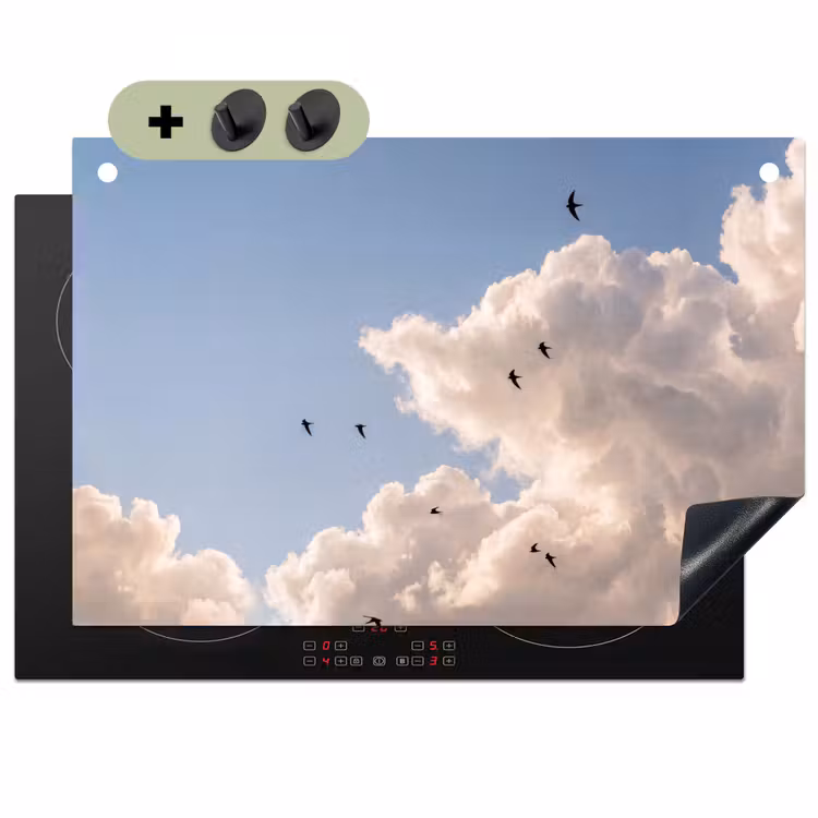 Vogel - Vlucht - Wolken - Natuur - Blauw Inductie beschemer met haakjes klein -3d