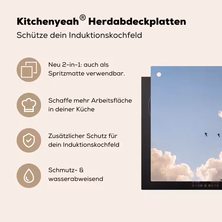 Vogel - Vlucht - Wolken - Natuur - Blauw Inductie beschemer met haakjes klein -ky-usp-de