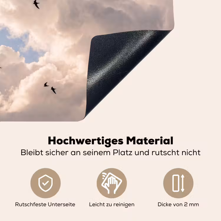 Vogel - Vlucht - Wolken - Natuur - Blauw Inductie beschemer met haakjes klein -ky-onderkant-de