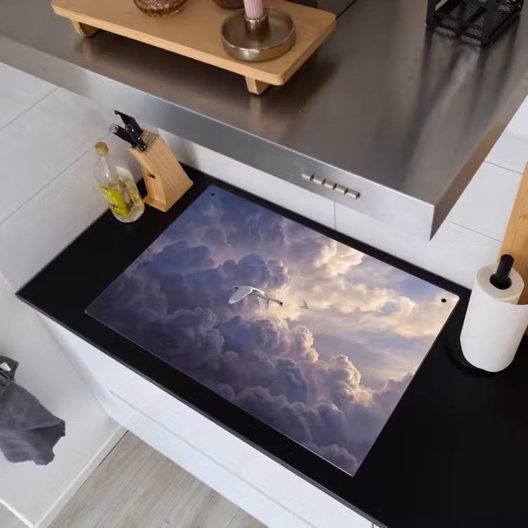 Vogel - Vliegend - Natuur - Wit - Wolken Inductie beschemer met haakjes klein -sfeer1