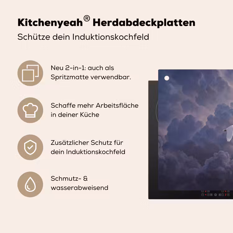 Vogel - Vliegend - Natuur - Wit - Wolken Inductie beschemer met haakjes klein -ky-usp-de