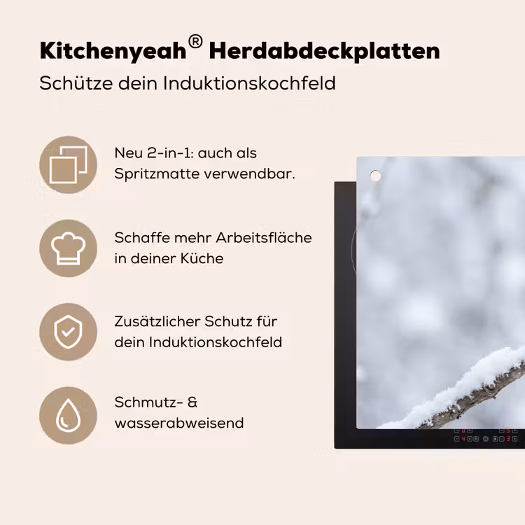 Vogeltje - Sneeuw - Tak - Winter - Zacht Inductie beschemer met haakjes klein -ky-usp-de