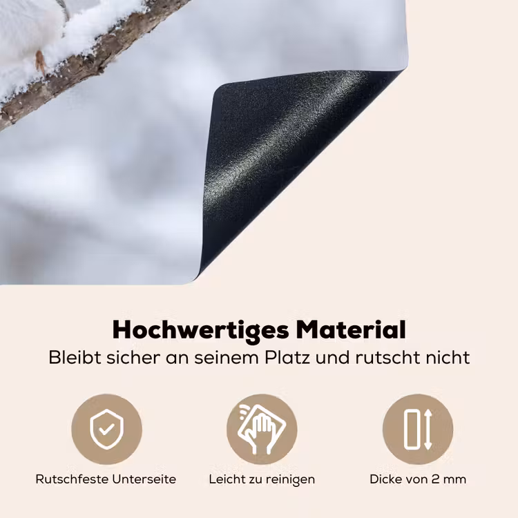 Vogeltje - Sneeuw - Tak - Winter - Zacht Inductie beschemer met haakjes klein -ky-onderkant-de
