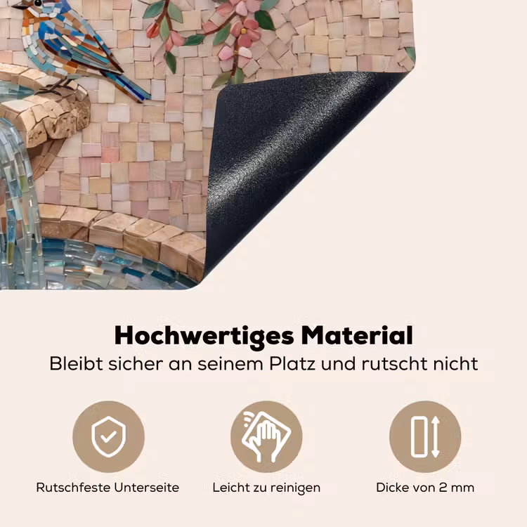 Vogel - fontein - mozaiek - kleurrijk - dieren Inductie beschemer met haakjes klein -ky-onderkant-de