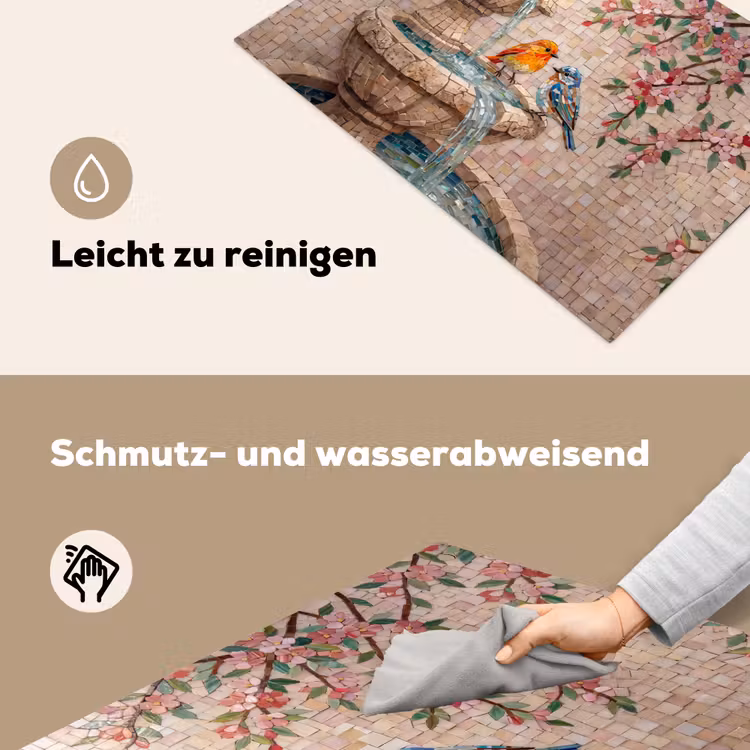 Vogel - fontein - mozaiek - kleurrijk - dieren Inductie beschemer met haakjes klein -ky-schoon-de