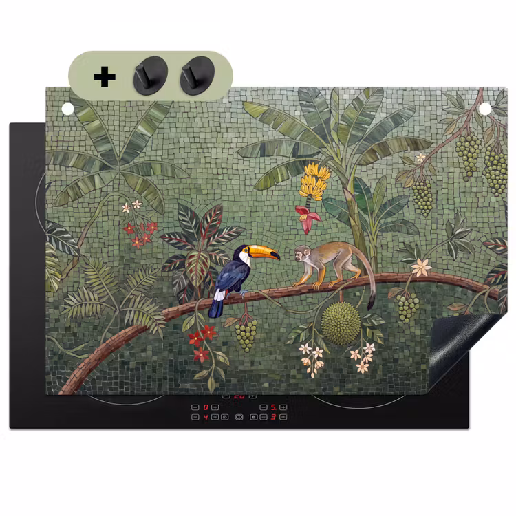 Vogel - Dier - Jungle - Mozaïek - Natuur Inductie beschemer met haakjes klein -3d