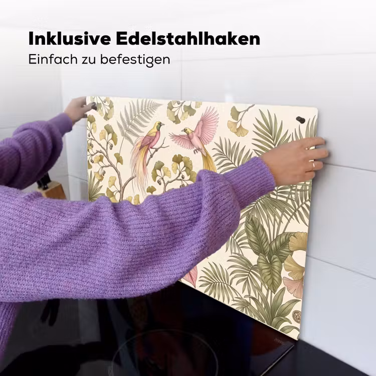 Vogels - Tropisch - Botanisch - Roze Inductie beschemer met haakjes klein -ky-ophangen-de