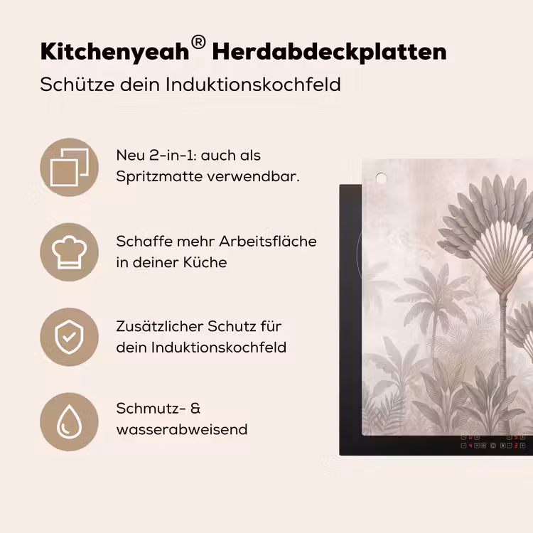 Vogel - Tropisch - Jungle - Natuur - Beige Inductie beschemer met haakjes klein -ky-usp-de