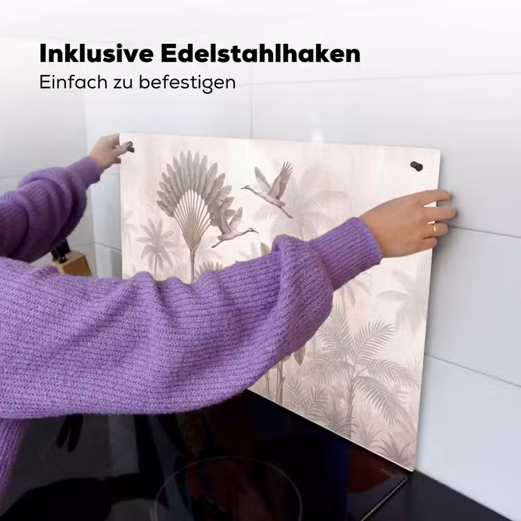 Vogel - Tropisch - Jungle - Natuur - Beige Inductie beschemer met haakjes klein -ky-ophangen-de