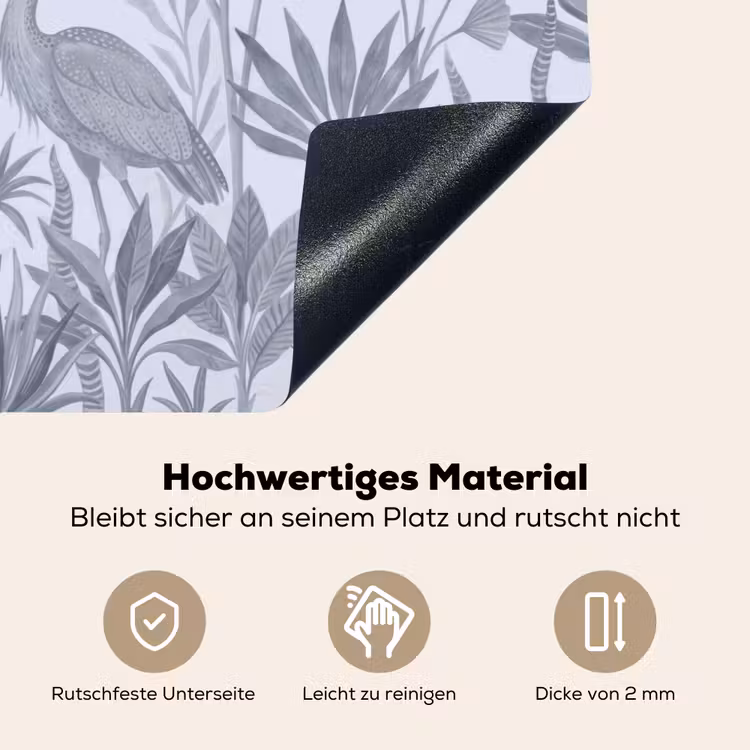 Vogel - Tropisch - Illustratie - Blauwgrijs - Natuur Inductie beschemer met haakjes klein -ky-onderkant-de