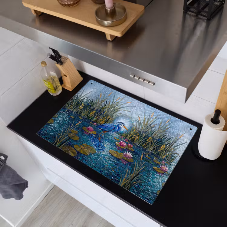 Vogel - Water - Natuur - Abstract - Blauw Inductie beschemer met haakjes klein -sfeer1