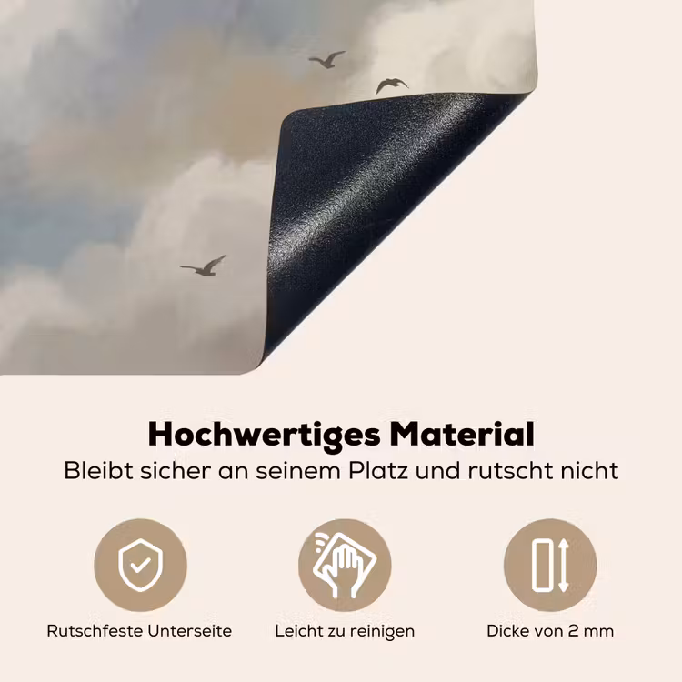 Vogel - Wolken - Natuur - Modern - Grijs Inductie beschemer met haakjes klein -ky-onderkant-de