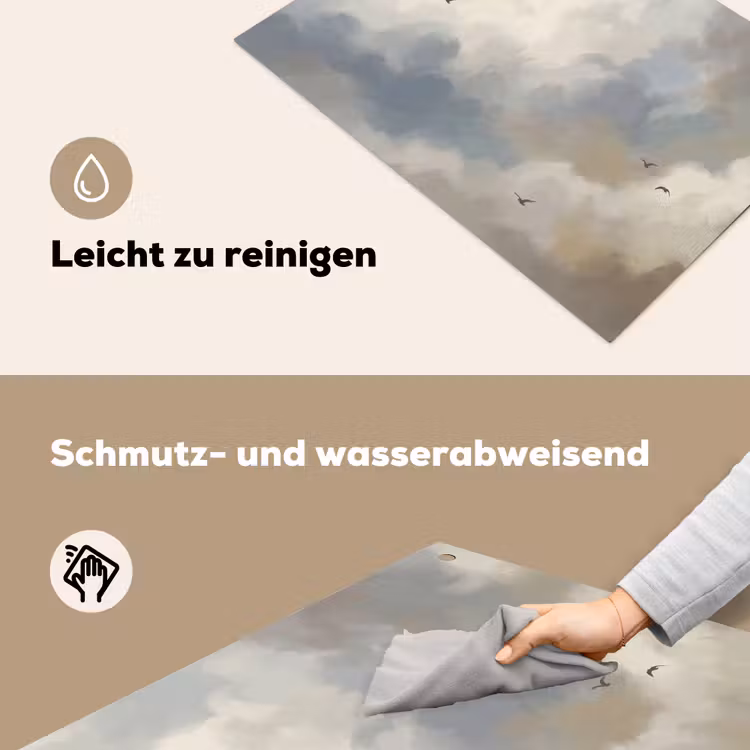Vogel - Wolken - Natuur - Modern - Grijs Inductie beschemer met haakjes klein -ky-schoon-de
