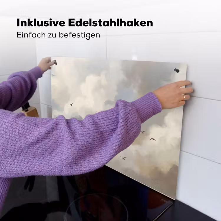 Vogel - Wolken - Natuur - Modern - Grijs Inductie beschemer met haakjes klein -ky-ophangen-de