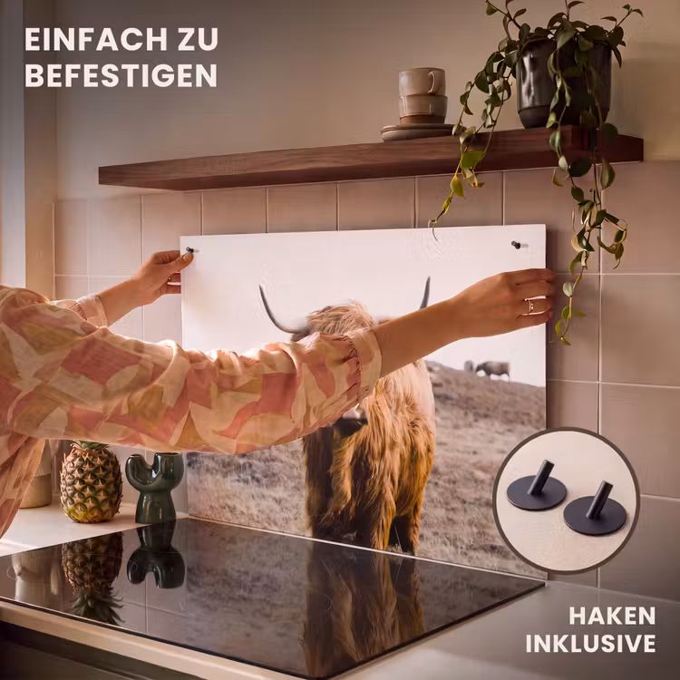 2-in-1 Herdabdeckplatte & Spritzschutz - Wächter der Highlands - Wachter van de Hooglanden Inductie beschemer met haakjes klein