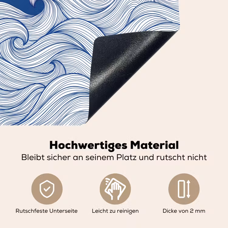 Walvis - Staart - Golven - Lijntekening - Blauw Inductie beschemer met haakjes klein -ky-onderkant-de