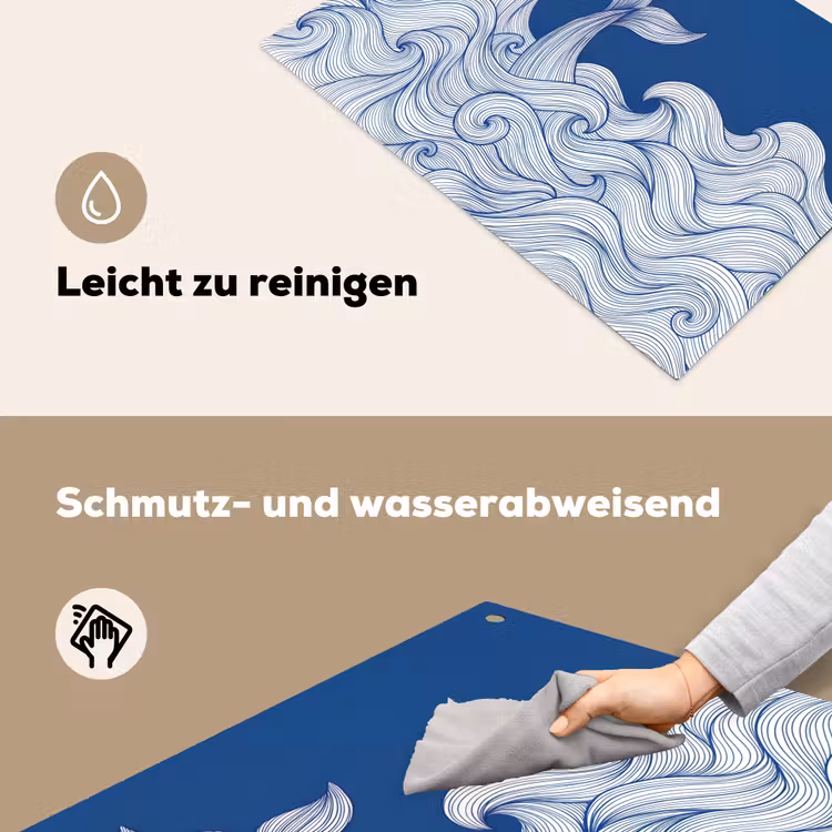 Walvis - Staart - Golven - Lijntekening - Blauw Inductie beschemer met haakjes klein -ky-schoon-de